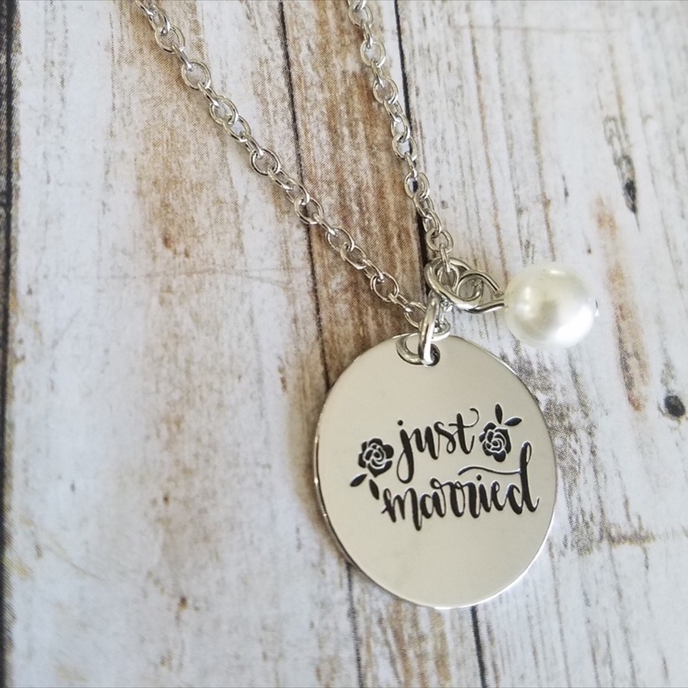 JUST MARRIED stamped necklace